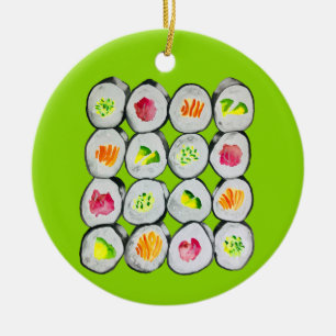 Cute sushi illustration art ceramic tree decoration