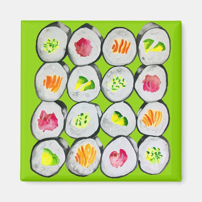 Cute sushi illustration art magnet (Front)