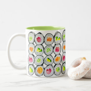 Cute sushi illustration art Two-Tone coffee mug