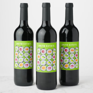 Cute sushi illustration art wine label