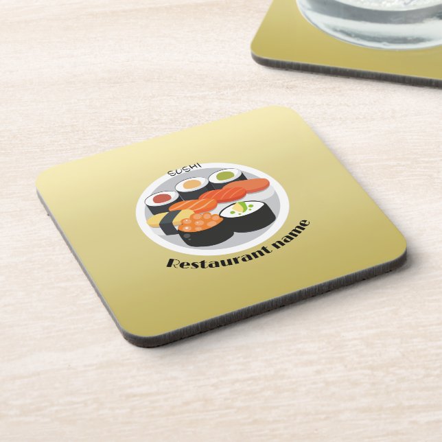 Cute Sushi Japan food gradient Personalised Name Coaster (Left Side)