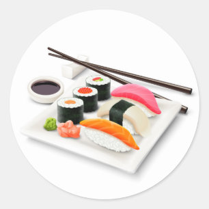 Cute sushi Japanese food Classic Round Sticker