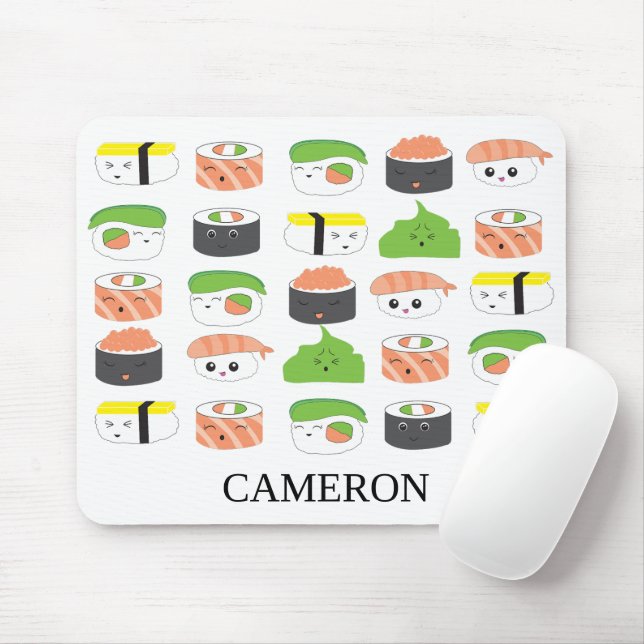 Cute Sushi Kawaii Illustration Custom Mouse Mat (With Mouse)