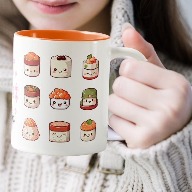 Cute Sushi Kawaii Two-Tone Coffee Mug (Creator Uploaded)