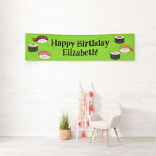 Cute Sushi Kids 1st Birthday Party Banner