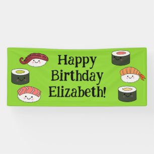 Cute Sushi Kids 1st Birthday Party Banner