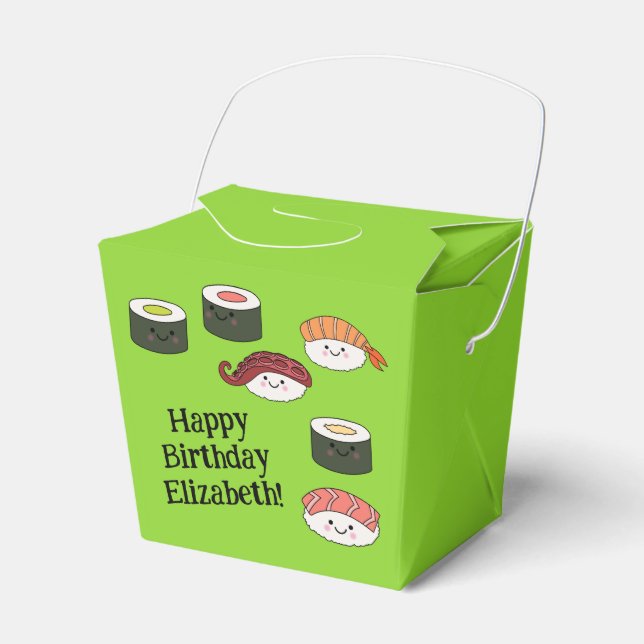 Cute Sushi Kids 1st Birthday Party Favour Box (Front Side)