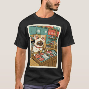 Cute Sushi Market Cat Illustration T-Shirt
