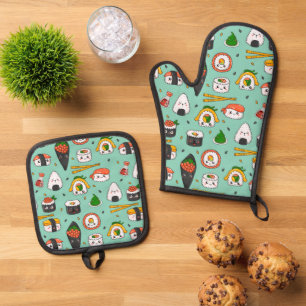 Cute Sushi  Oven Mitt & Pot Holder Set