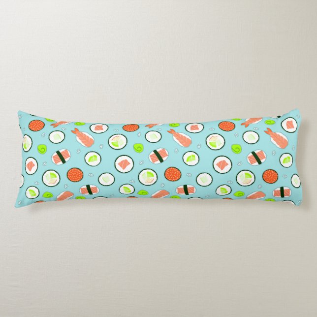 Cute Sushi Pattern Blue Body Cushion (Front)