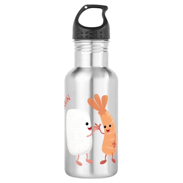 Cute sushi rice prawn friends cartoon 532 ml water bottle (Front)