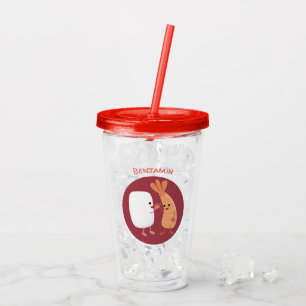 Cute sushi rice prawn friends cartoon acrylic tumbler