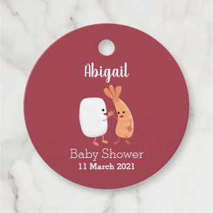 Cute sushi rice prawn friends cartoon  favour tags