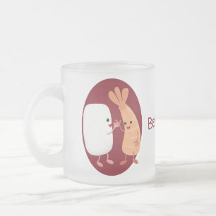 Cute sushi rice prawn friends cartoon frosted glass coffee mug