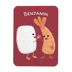 Cute sushi rice prawn friends cartoon magnet