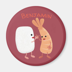 Cute sushi rice prawn friends cartoon magnet