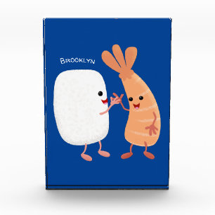 Cute sushi rice prawn friends cartoon photo block