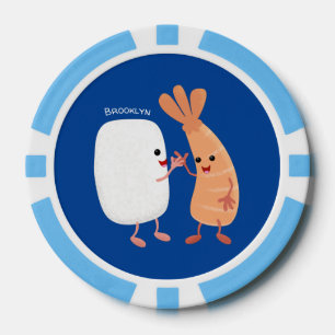 Cute sushi rice prawn friends cartoon poker chips