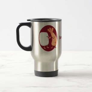 Cute sushi rice prawn friends cartoon travel mug
