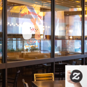 Cute sushi rice prawn friends cartoon window cling