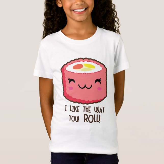 Cute Sushi Roll Emoji T-Shirt (Front)