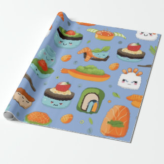 Cute Sushi Roll Set Pattern Wrapping Paper