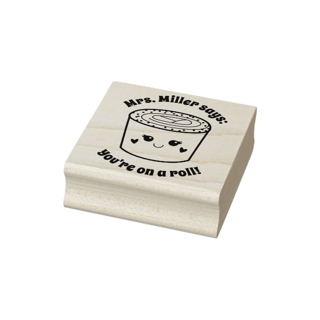 Cute Sushi You're on a roll Teacher Reward  Rubber Stamp (Stamp)