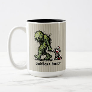 Cute Swamp Creature Sock Monkey Toy Funny Phrase Two-Tone Coffee Mug