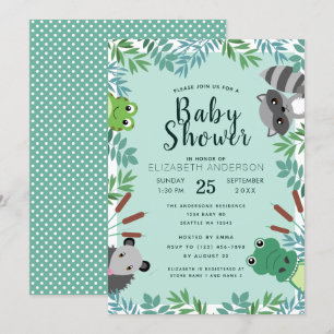 Cute Swamp Critters Baby Shower Invitation