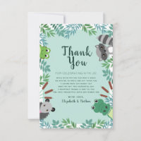 Cute Swamp Critters Baby Shower Thank You