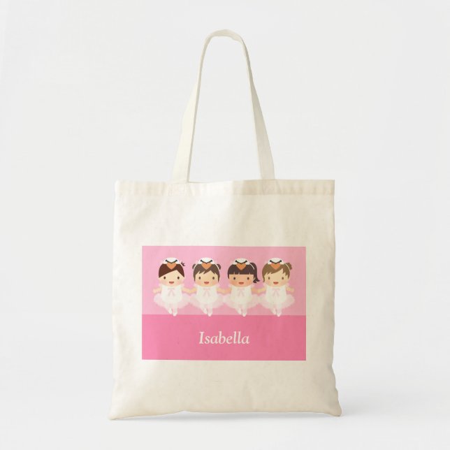 Cute Swan Ballet Ballerina Girls Tote Bag (Front)