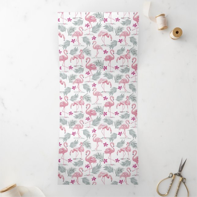 Cute Swan Birds Repeated Pattern Tri-Fold Holiday Card (Inside)