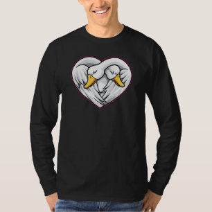 Cute Swan Couple Heart Shape Love Animals T-Shirt