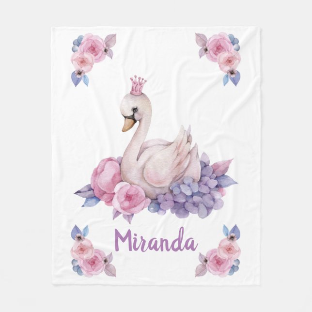 Cute swan fleece blanket (Front)