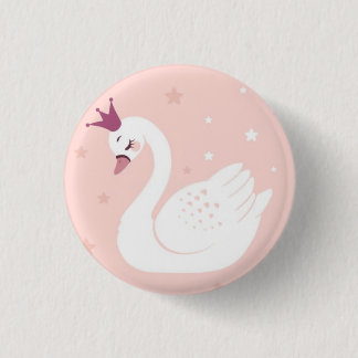 Cute swan for girl daughter children gift 3 cm round badge