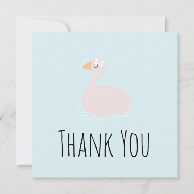 Cute Swan Girls Pink Birthday Thank You (Front)