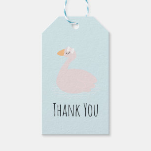 Cute Swan Girls Pink Birthday Thank You Gift Tags