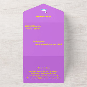 Cute Swan Theme Girl Baby Shower All In One Invitation