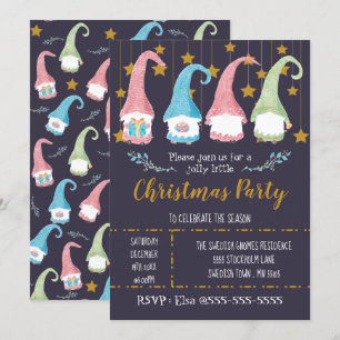 Cute Swedish Gnomes Christmas Party Invitation