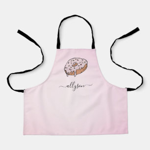Cute & Sweet Adorable Doughnut Dessert Bakers Name Apron