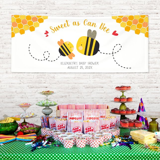 Cute Sweet As Can Bee Themed Kawaii Baby Shower Banner (Creator Uploaded)