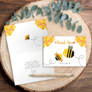 Cute Sweet Bee Baby Shower Thank You Buzzing By Card