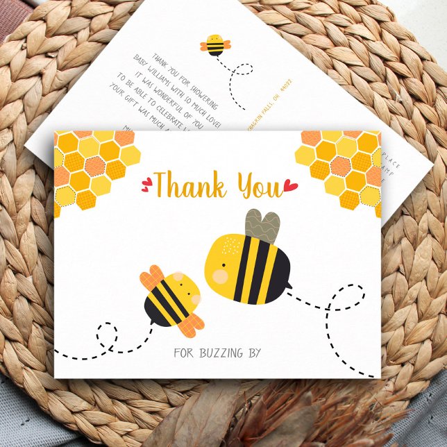 Cute Sweet Bee Baby Shower Thank You Buzzing By Postcard (Creator Uploaded)