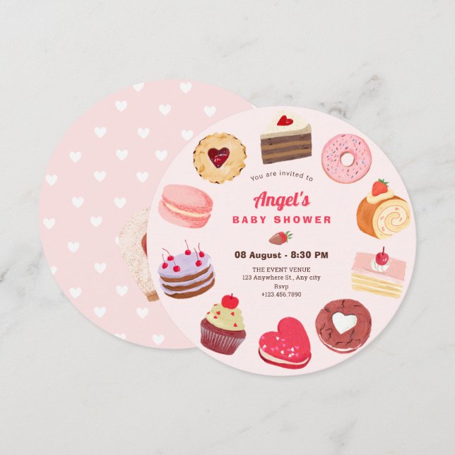 Cute sweet cakes baby shower invitation (Front/Back)