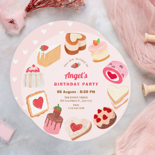 Cute sweet cakes birthday invitation
