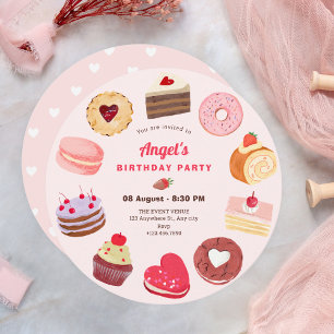 Cute sweet cakes birthday invitation