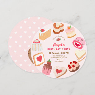 Cute sweet cakes birthday invitation