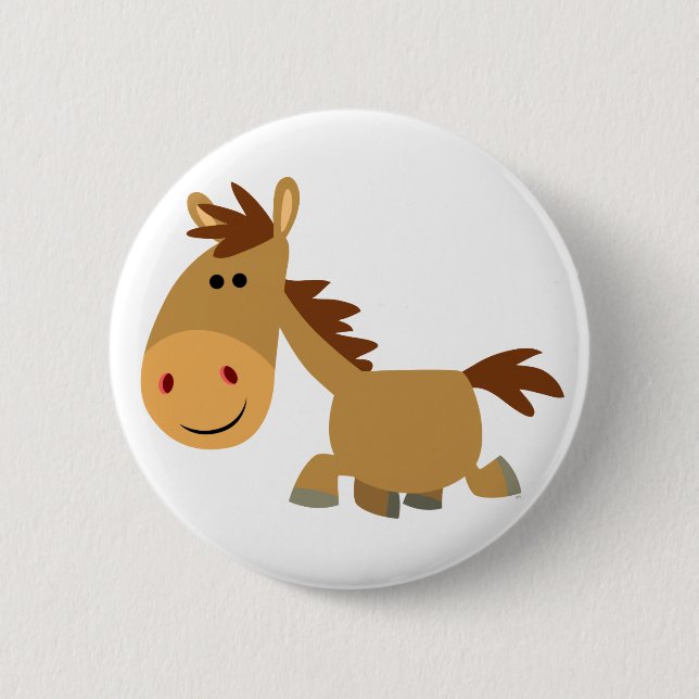 Cute Sweet Cartoon Horse Button Badge (Front)