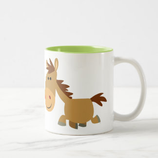 Cute Sweet Cartoon Horse Two-Tone Coffee Mug