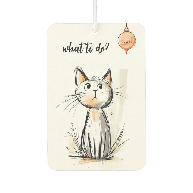 Cute Sweet Cat Illustration Car Air Freshener (Front)
